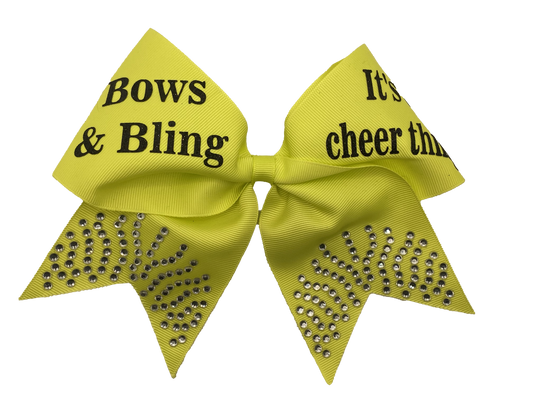 "Bows & Bling" Neon Yellow Bow