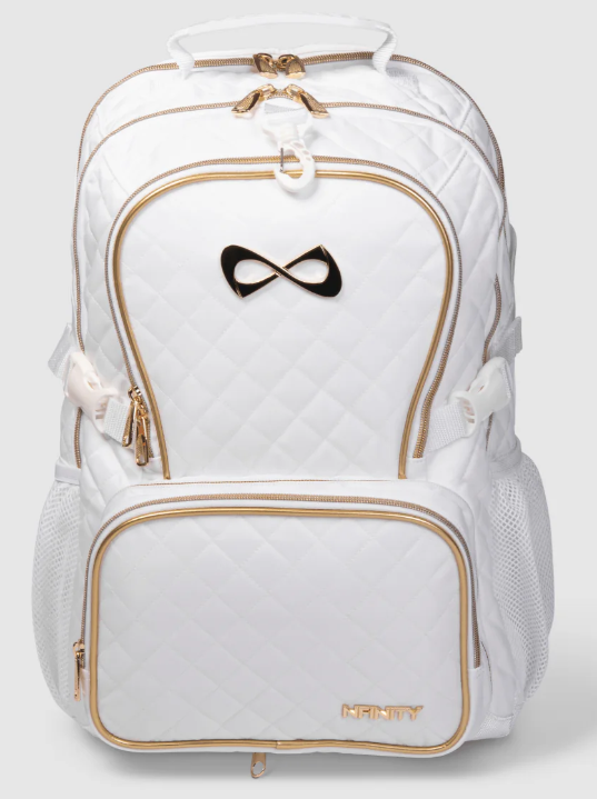 Nfinity White Quilted-Gold Backpack