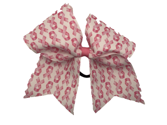 Pink Awareness Ribbon Cheer Bow