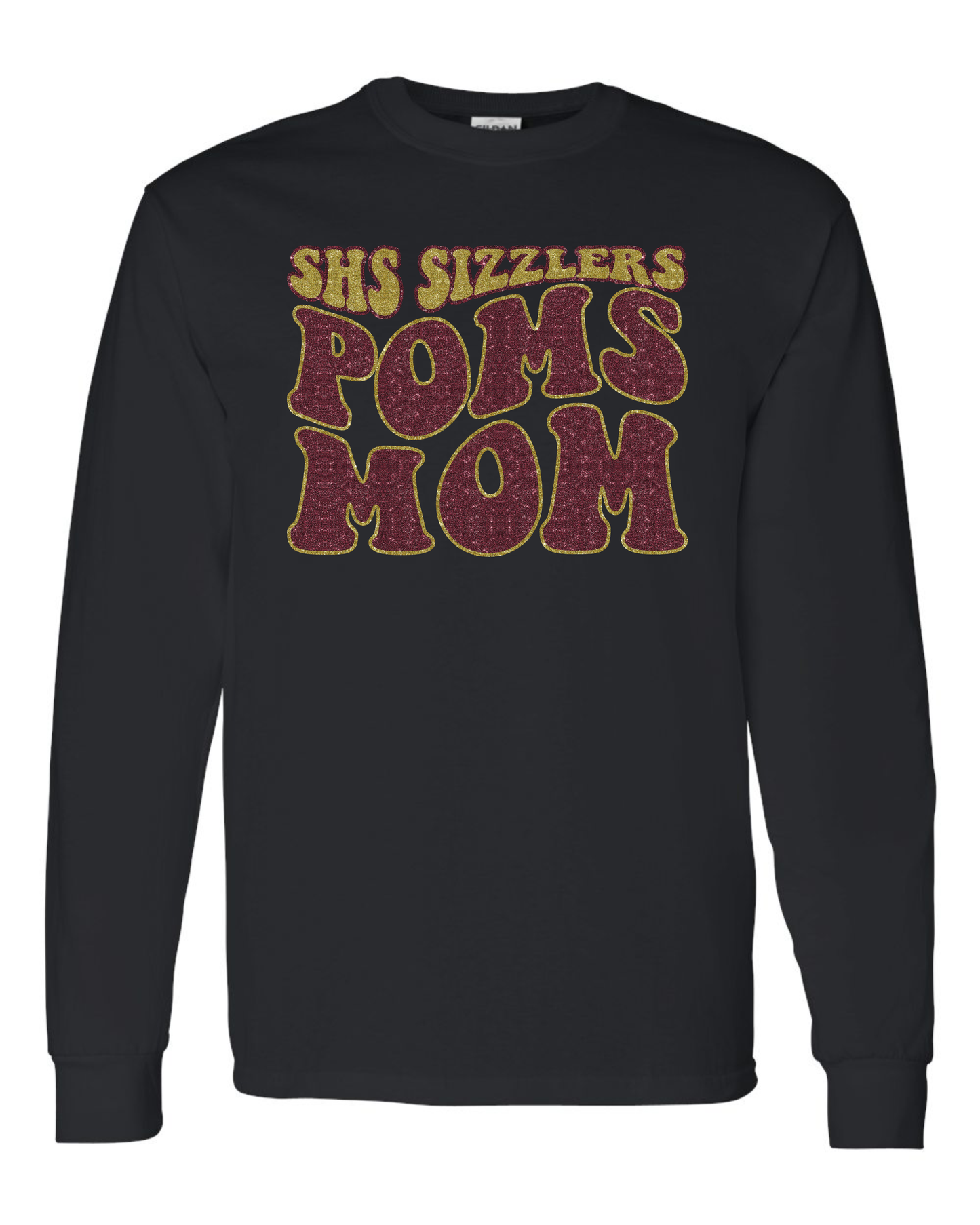 SHS Poms Mom Vintage Glitter Long Sleeve T-Shirt