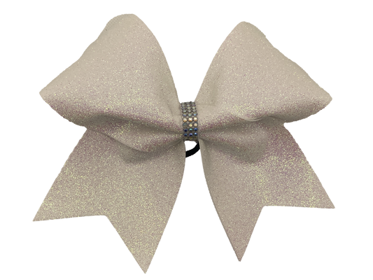 White Glitter Cheer Bow