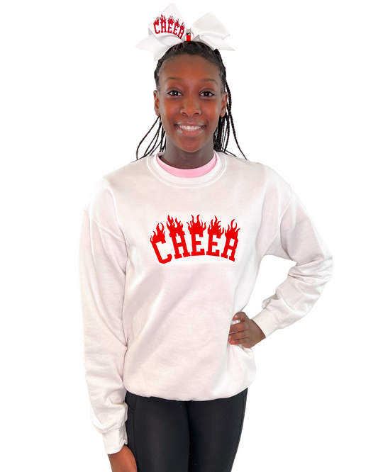 Cheer "Flames" Embroidered Crewneck Sweatshirt